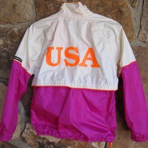 VTG 90s Gore-Tex Light Windbreaker Jacket USA Spell-Out Neon Orange Pink Size M